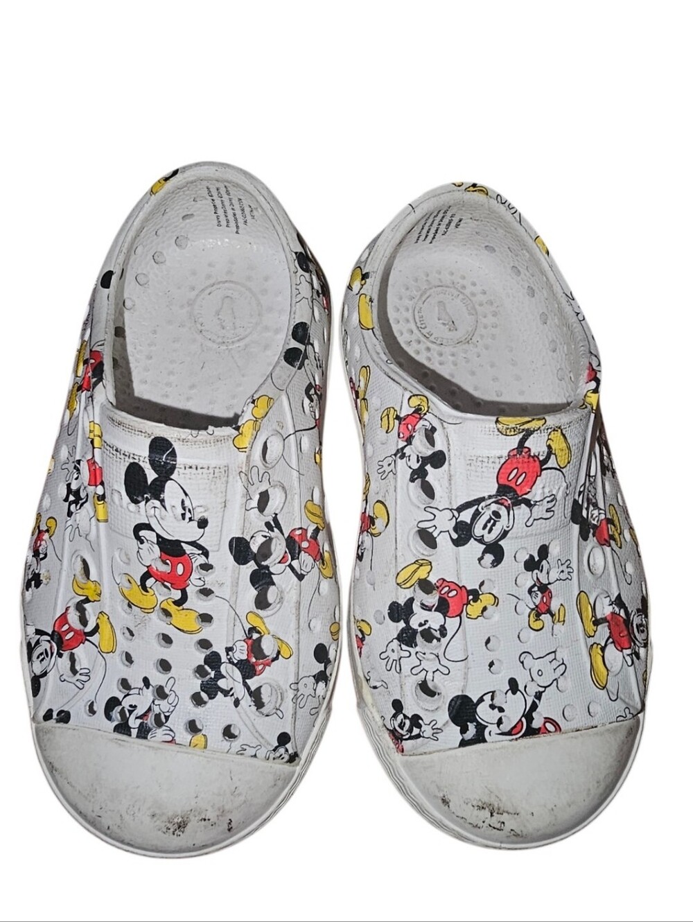 Native Kids White Mickey Mouse Slip-On Shoes